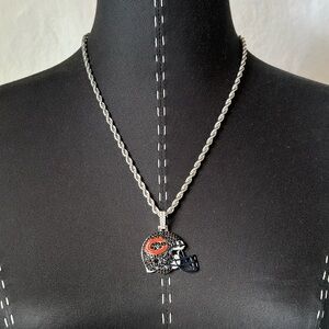 Chicago Bears Official NFL Helmet Pendant Necklace 14k White Gold Plated